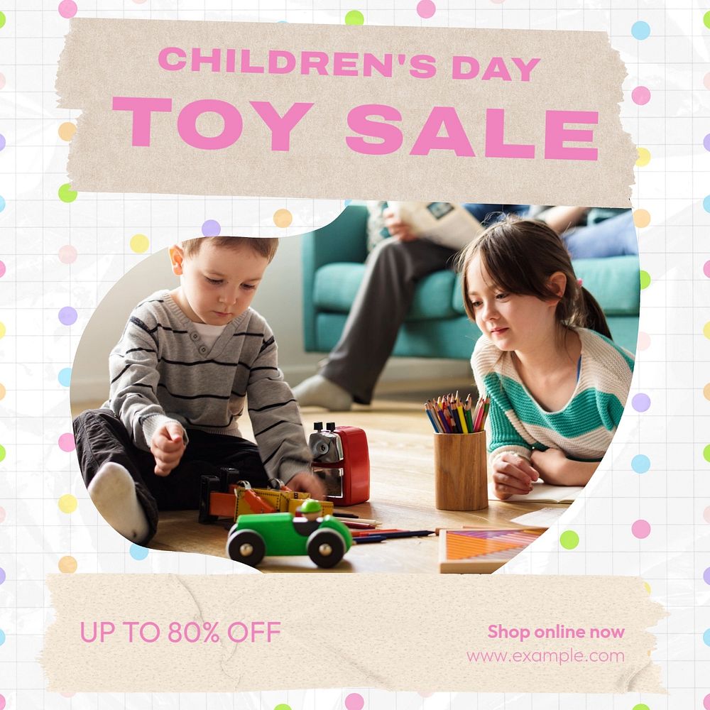 Toy sale Instagram post template, editable text