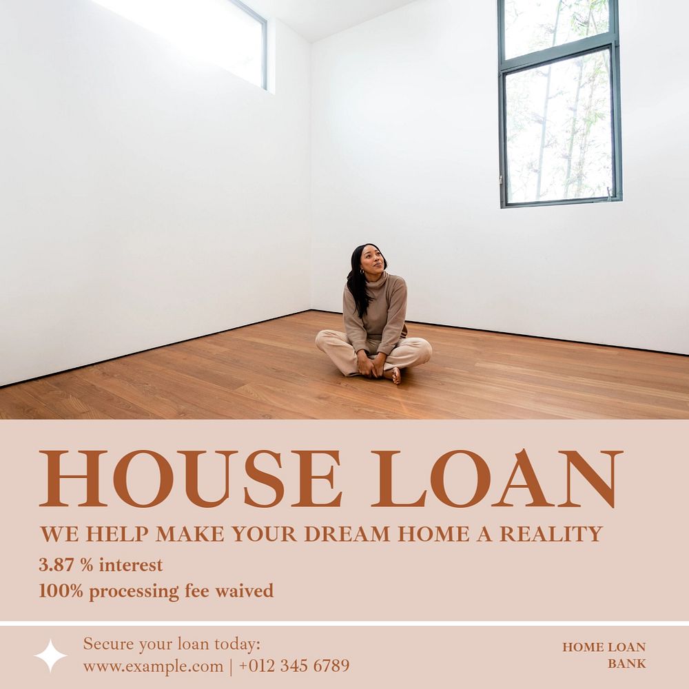 House loan Instagram post template, editable text