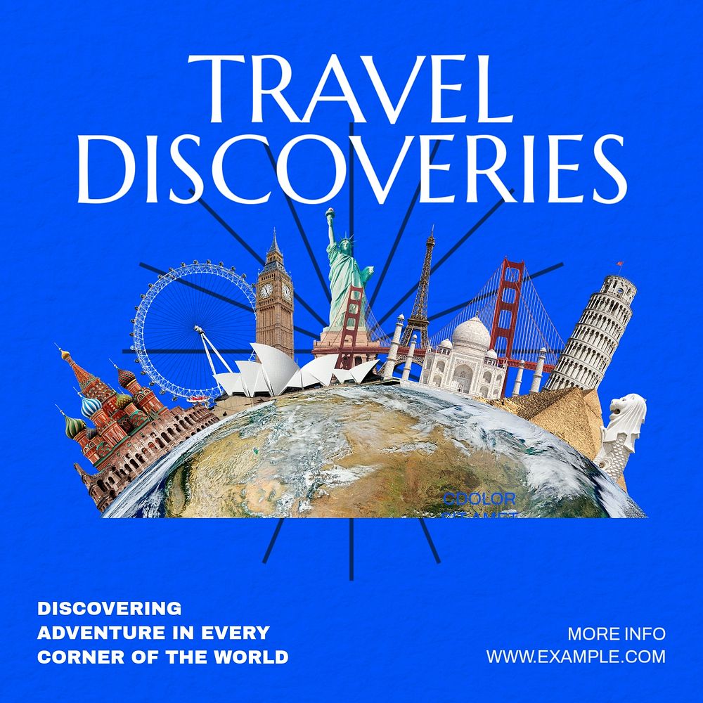 Travel discoveries Instagram post template, editable text