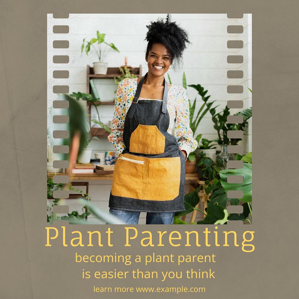 Plant parenting Instagram post template, editable text