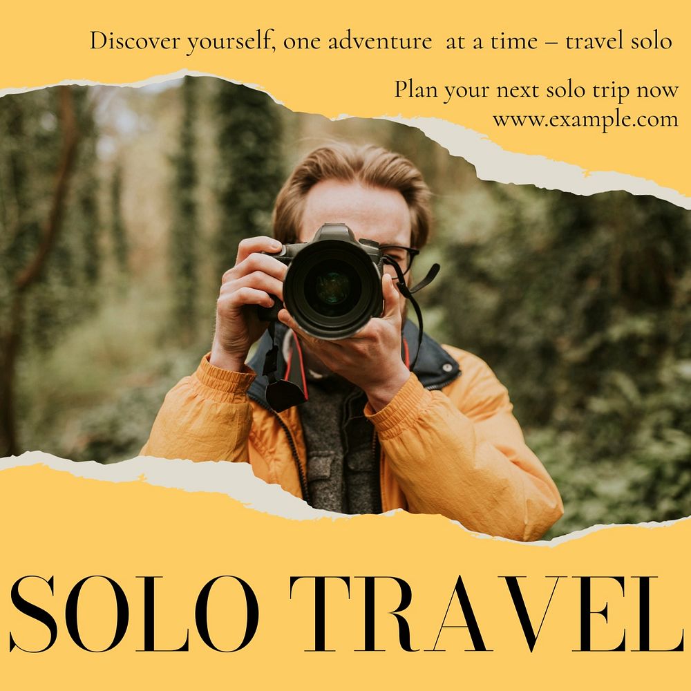 Solo travel Instagram post template, editable text