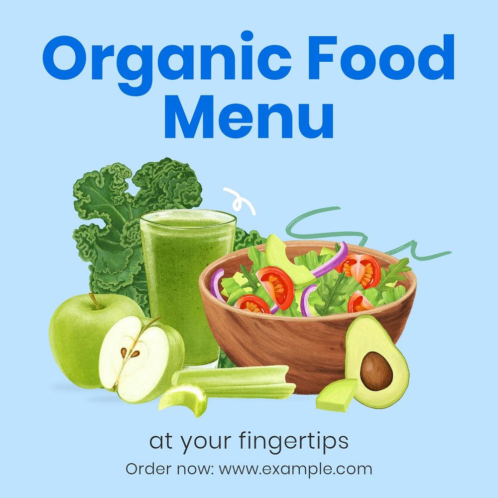 Organic food menu Instagram post template, editable text