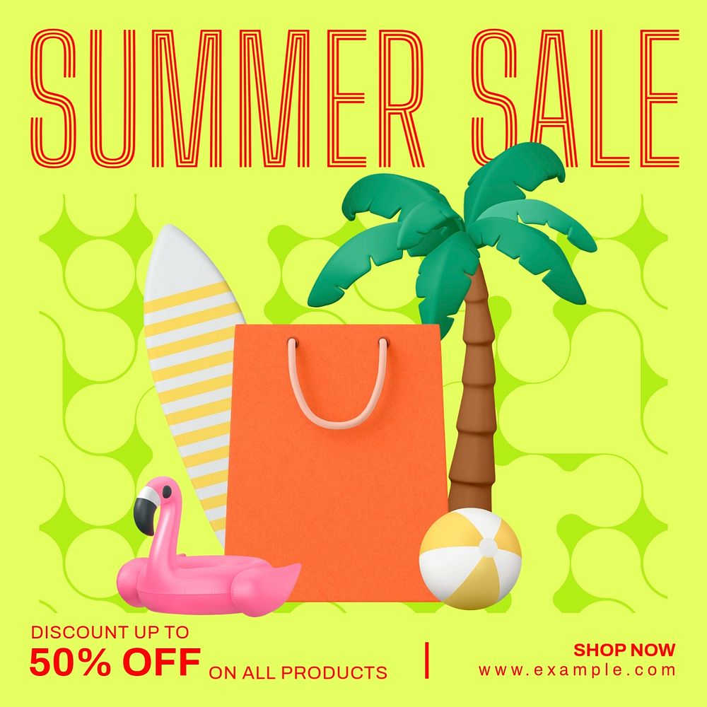 Summer sale Instagram post template, editable text