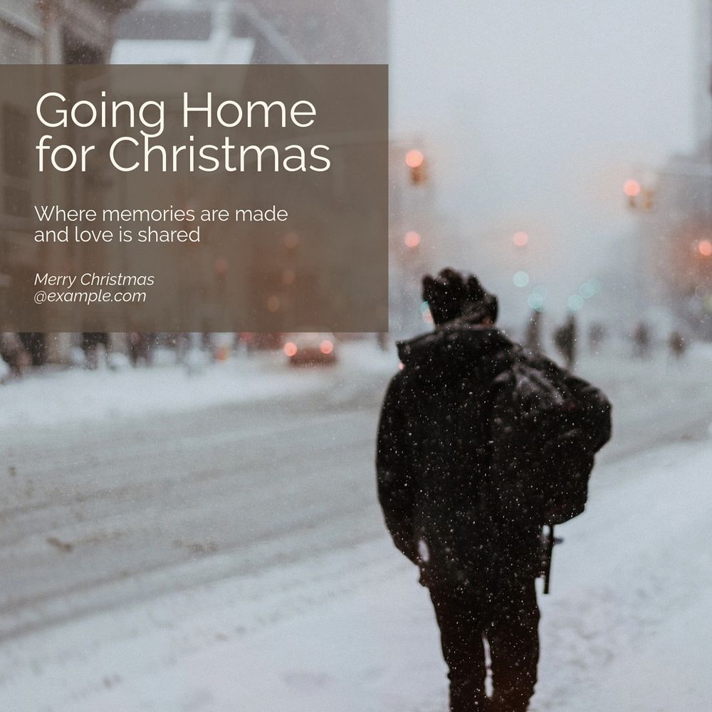 Home for Christmas Instagram post template, editable text