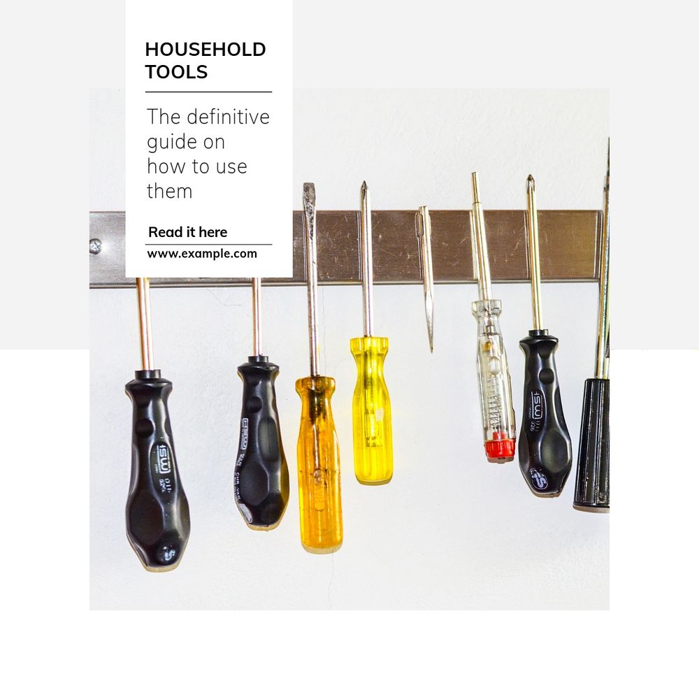 Household tools Instagram post template, editable text