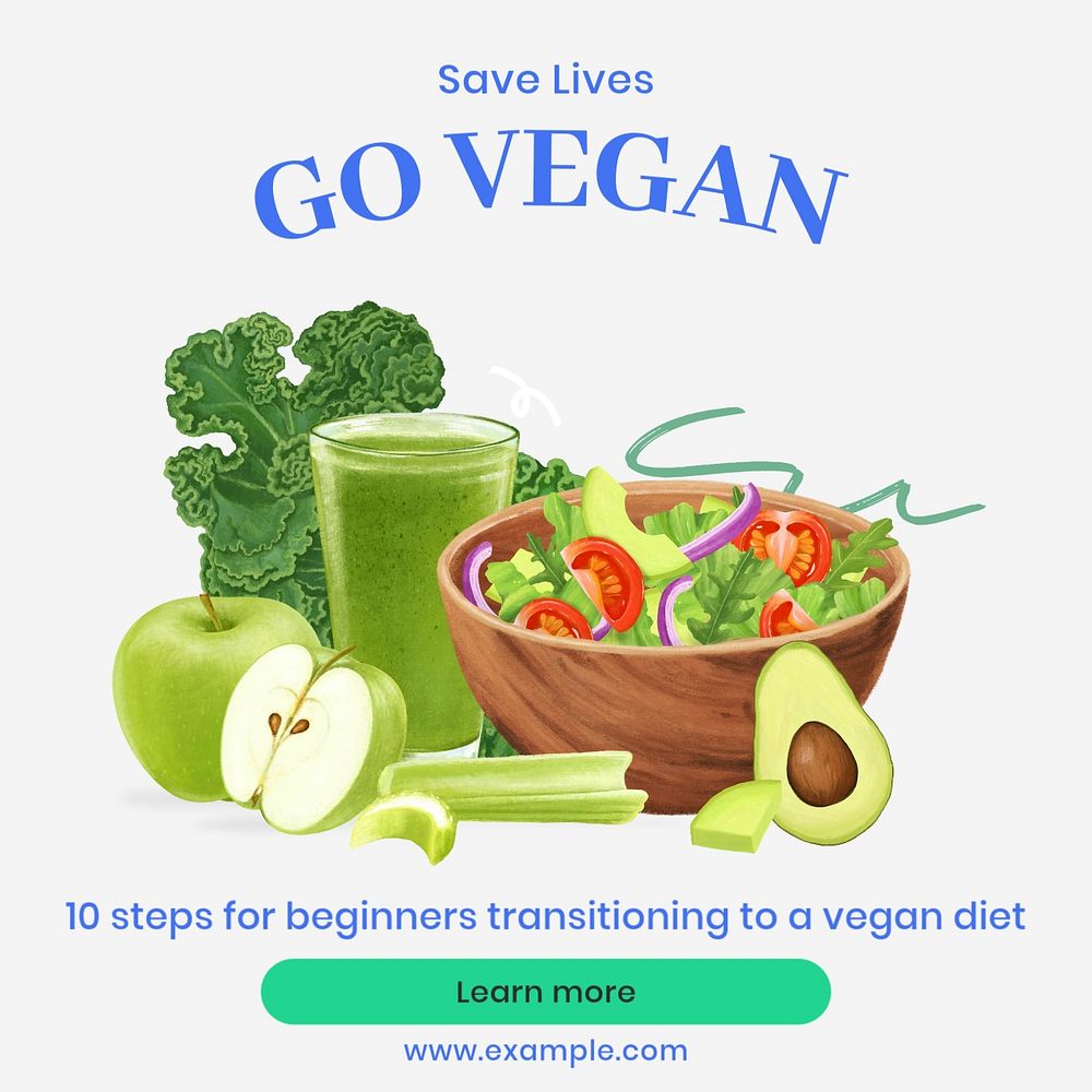 Go vegan Instagram post template, editable text