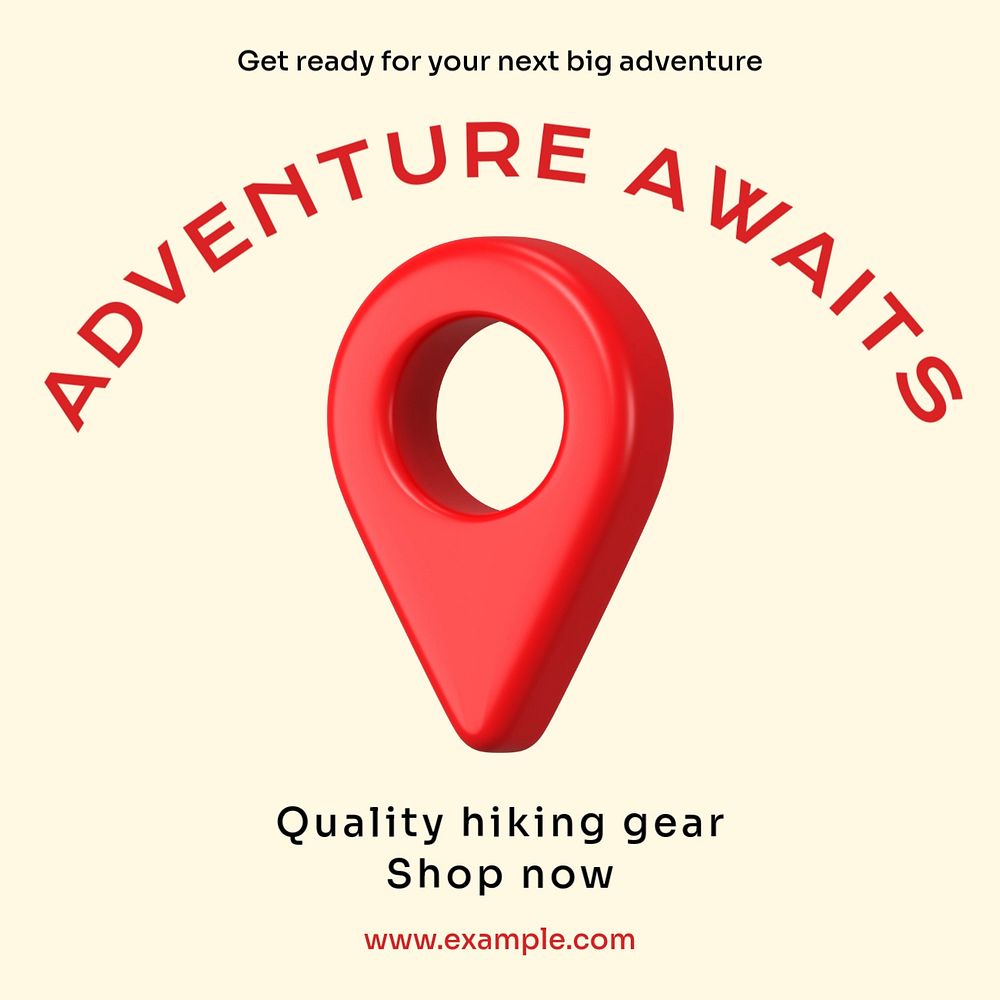 Hiking gear sale Instagram post template, editable text