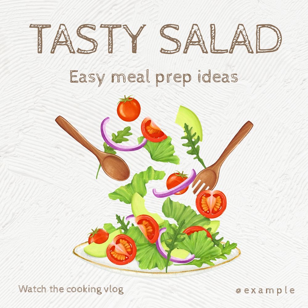 Salad prep Instagram post template, editable text