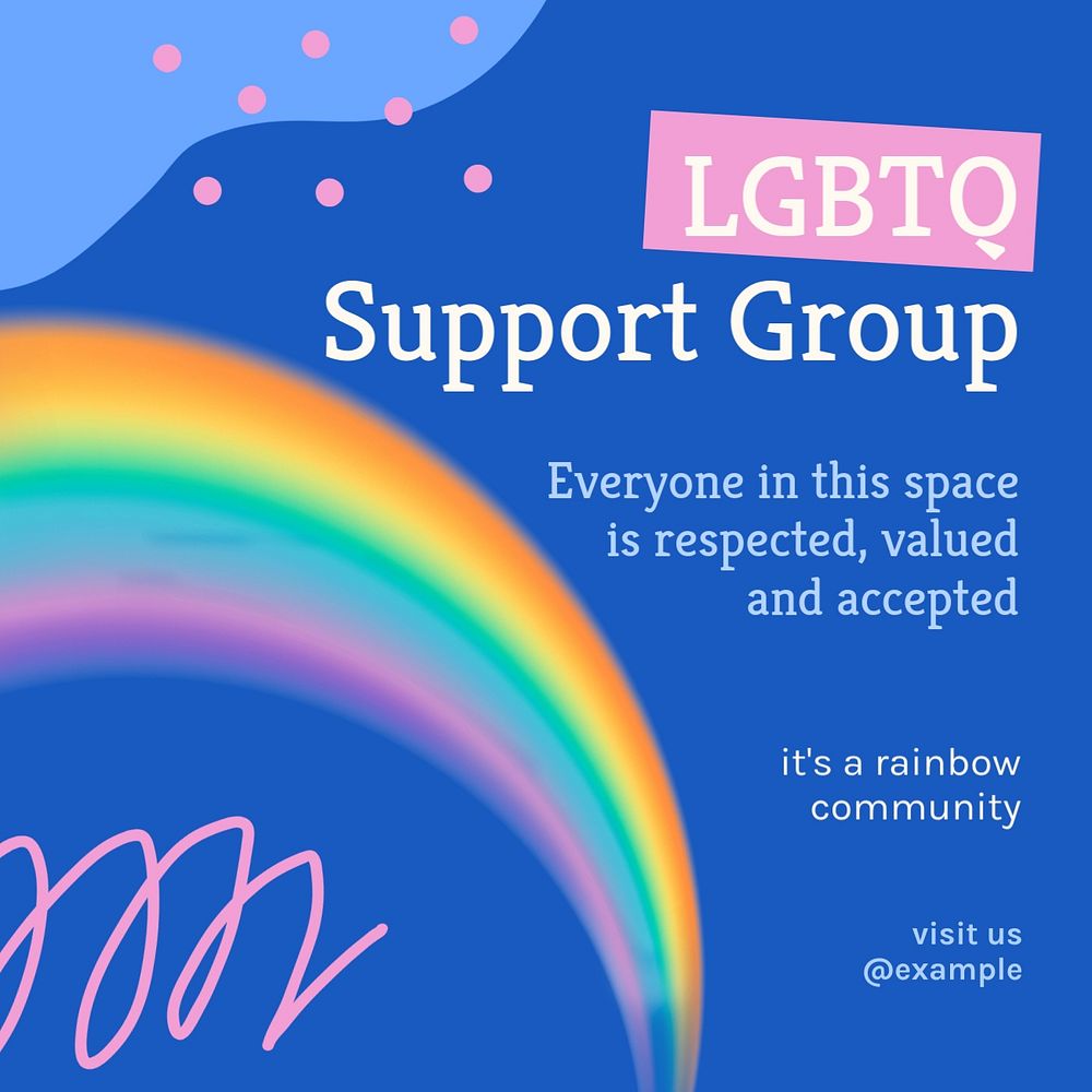 LGBTQ support group Instagram post template, editable text