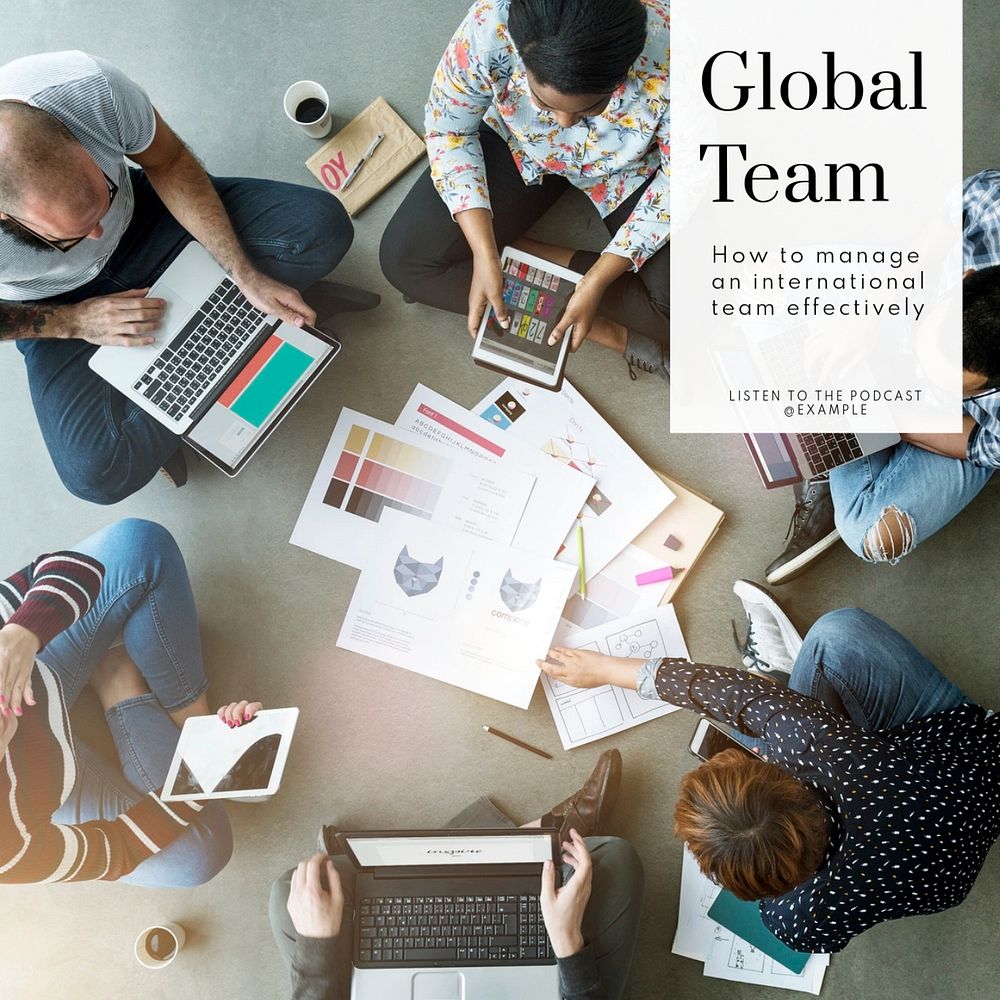 Global team Instagram post template, editable text