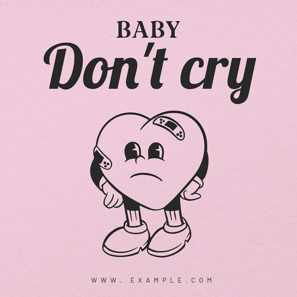 Baby don't cry Instagram post template, editable text