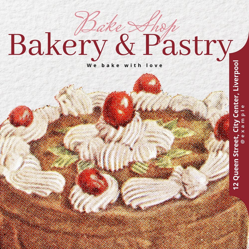 Bakery & pastry Instagram post template, editable text