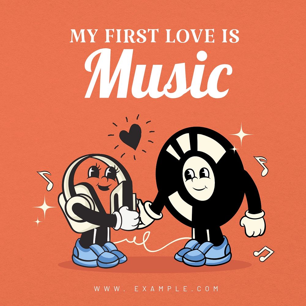 My first love is music Instagram post template, editable text