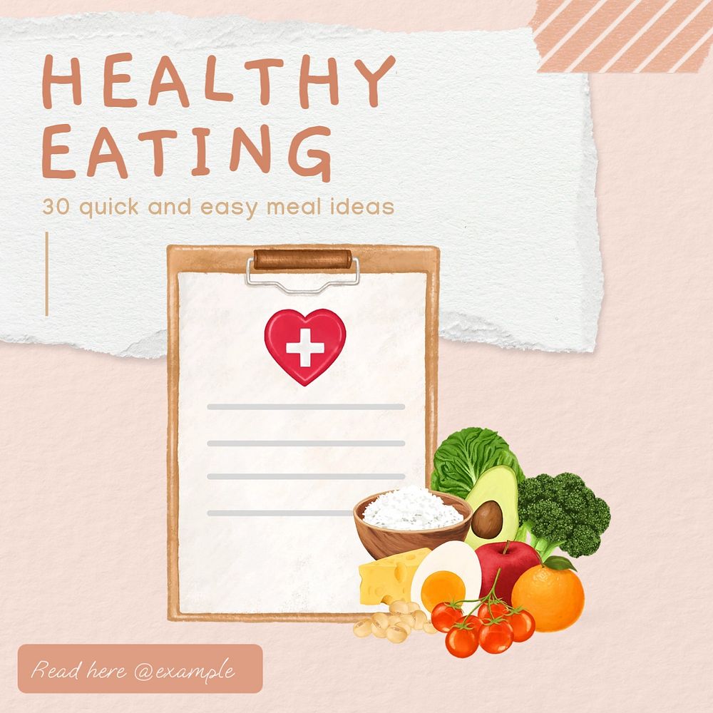 Healthy eating Instagram post template, editable text