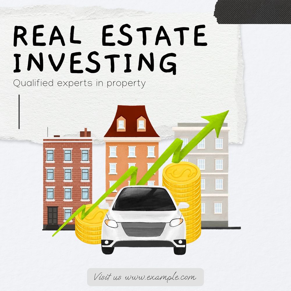 Real estate investing Instagram post template, editable text