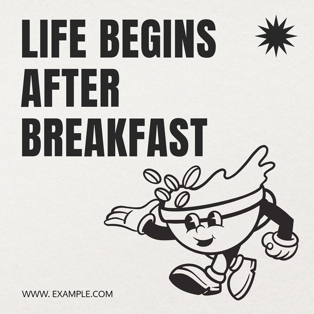 Breakfast quote Instagram post template, editable text