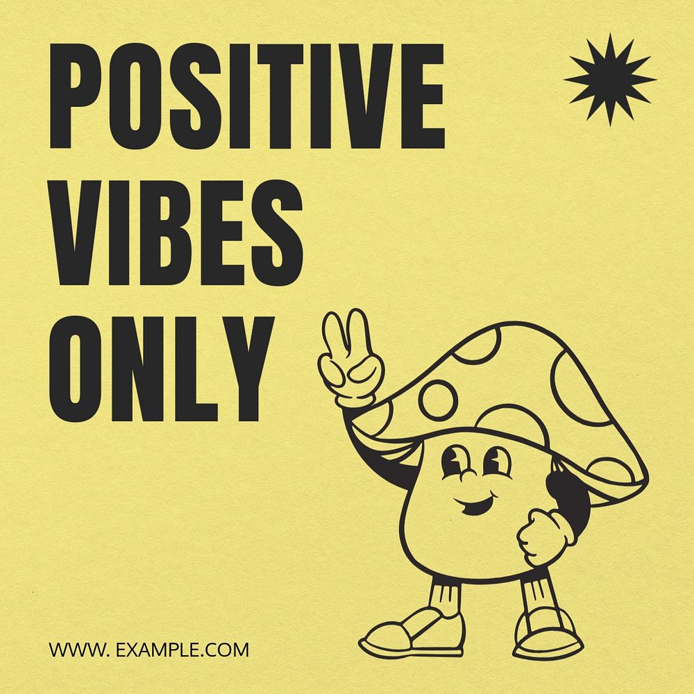 Positive vibes Instagram post template, editable text