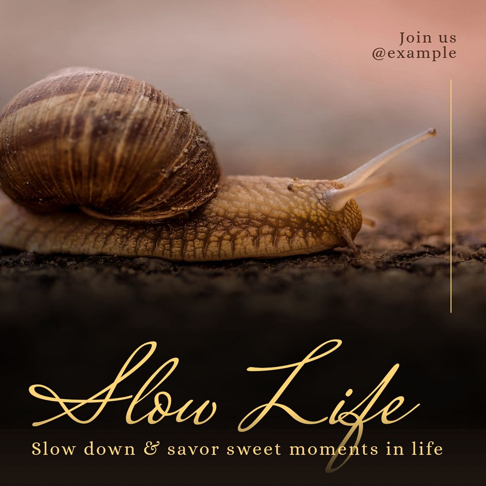 Slow life Instagram post template, editable text