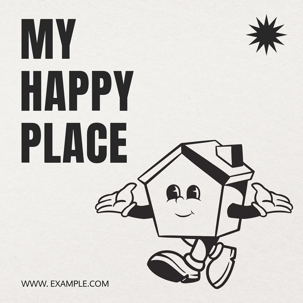 My happy place Instagram post template, editable text