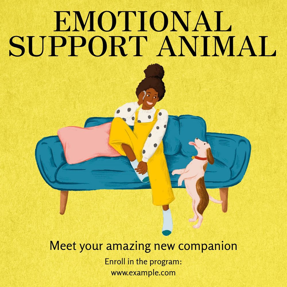 Emotional support animal Instagram post template, editable text