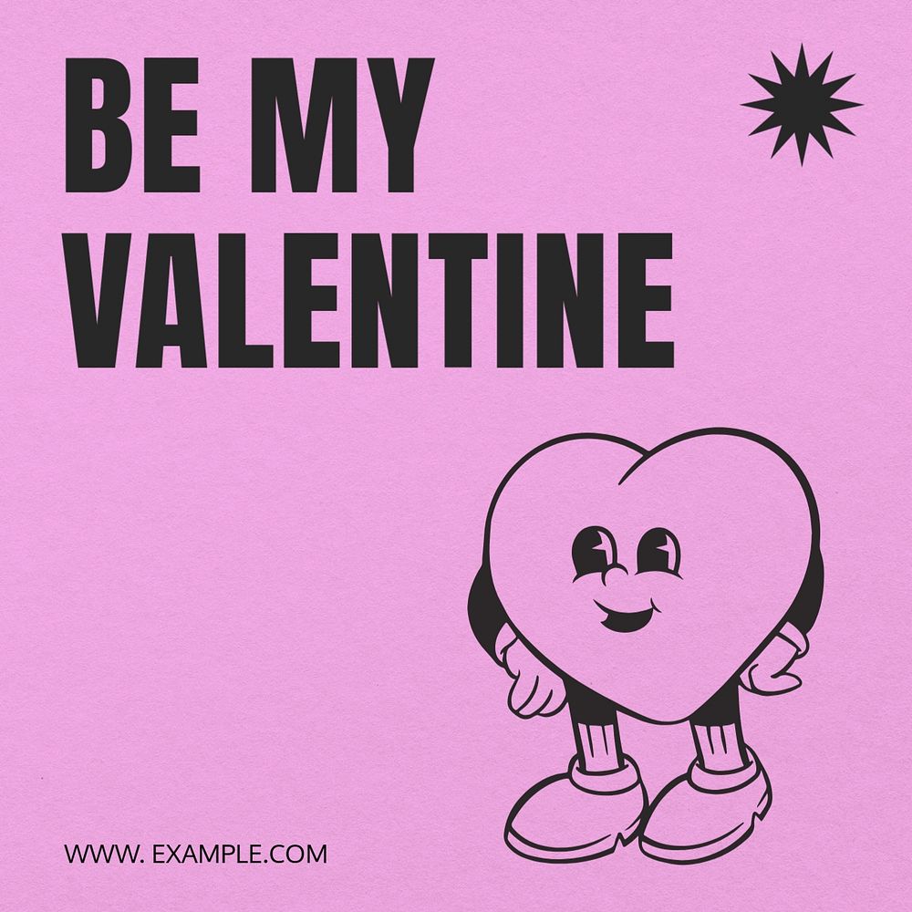 Be my Valentine Instagram post template, editable text