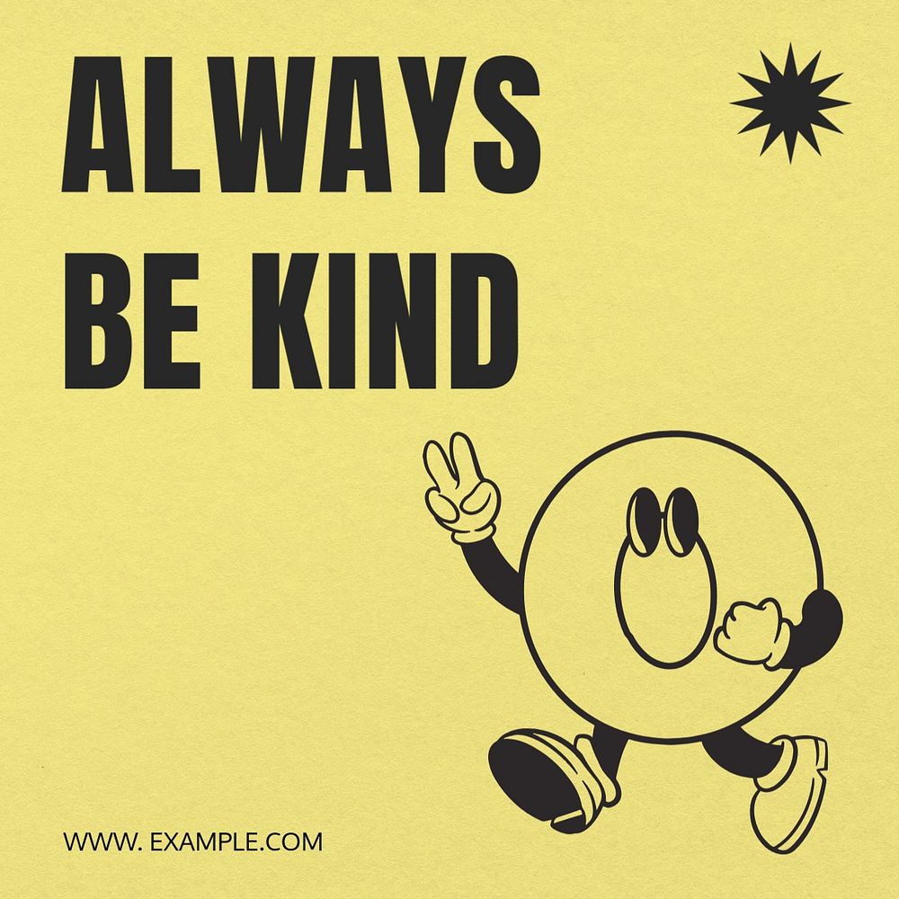 Be kind Instagram post template, editable text