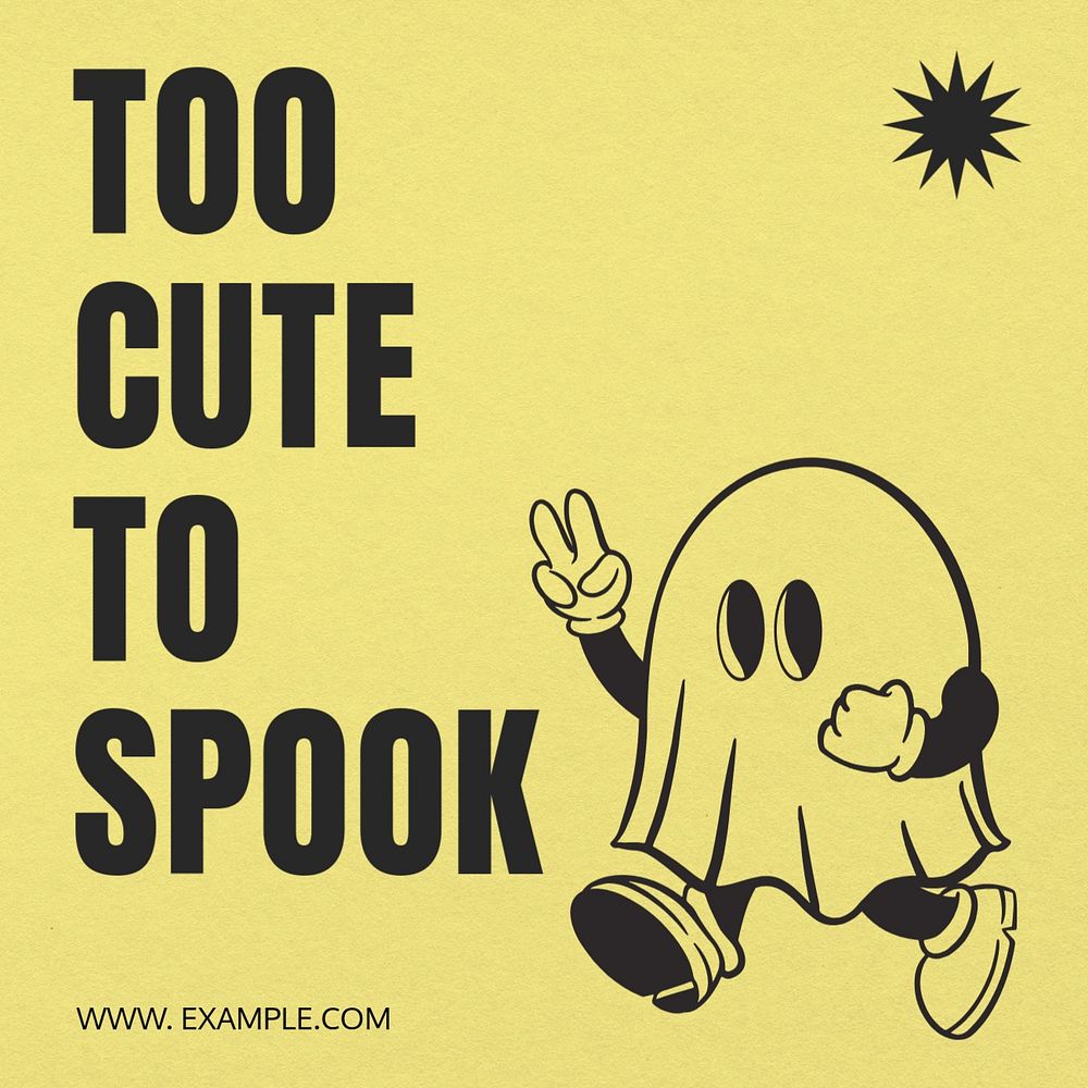 Too cute to spook Instagram post template, editable text