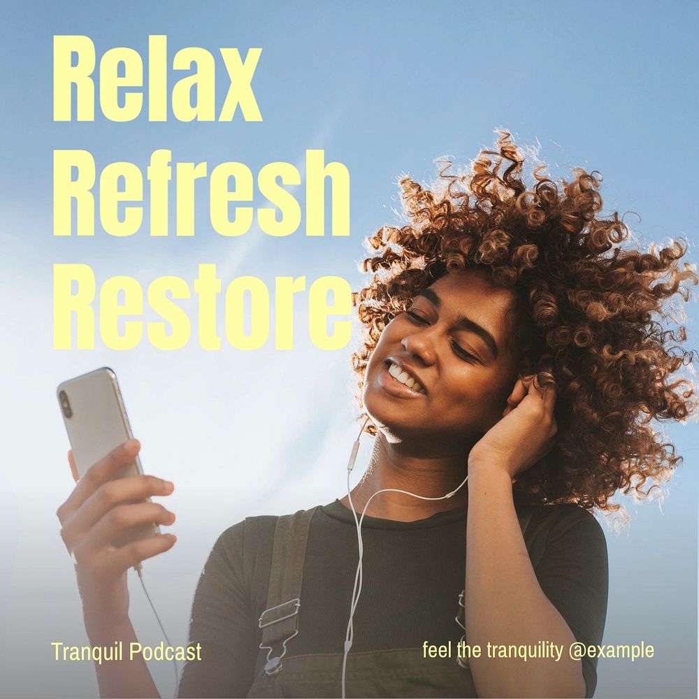 Relax, refresh & restore Instagram post template, editable text