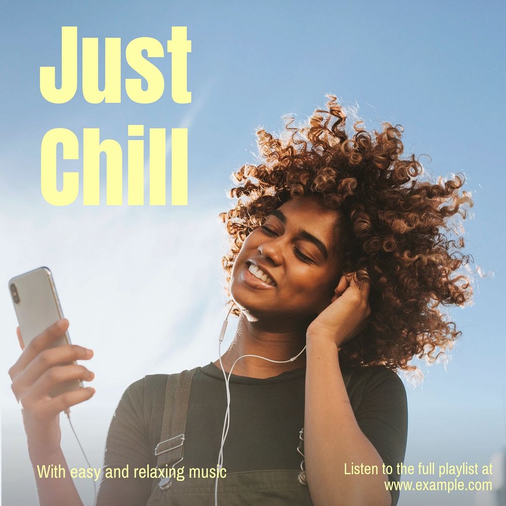 Chill music Instagram post template, editable text