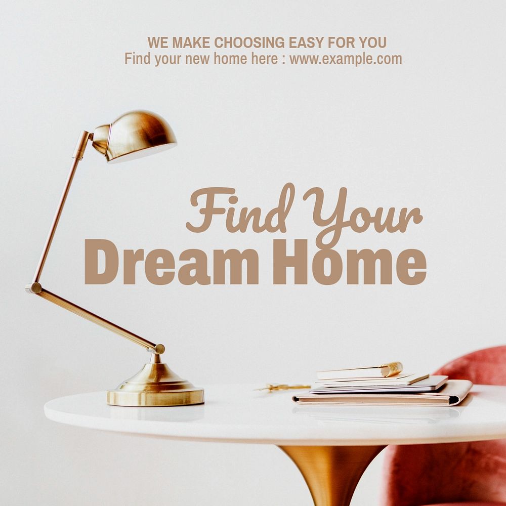 Dream home Instagram post template, editable text