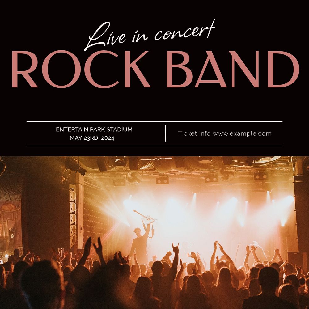 Live concert Instagram post template, editable text