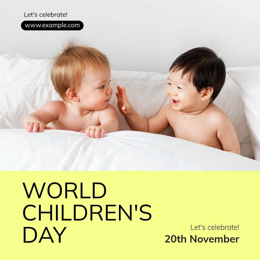 Children's day Instagram post template, editable text