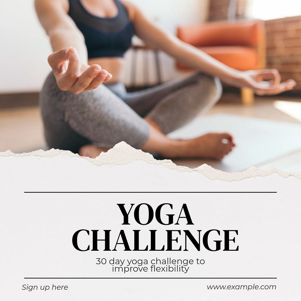 Yoga challenge Instagram post template, editable text