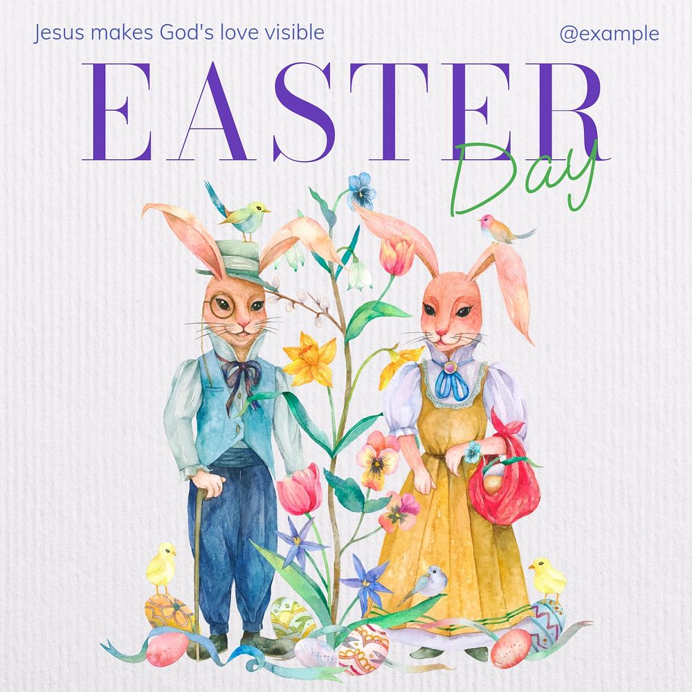 Easter Day Instagram post template, editable text