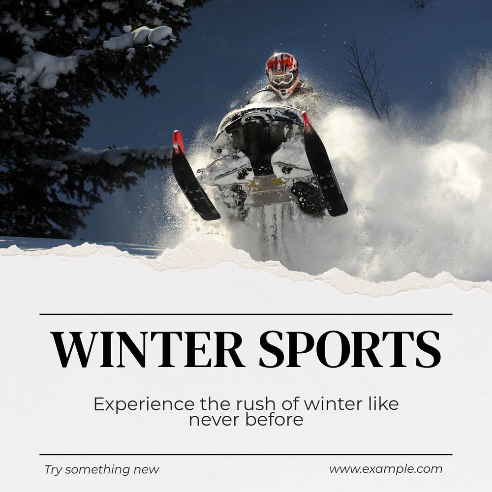 Winter sports Instagram post template, editable text