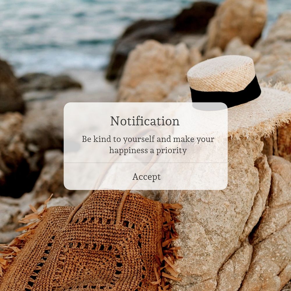 Self love notification Instagram post template, editable text