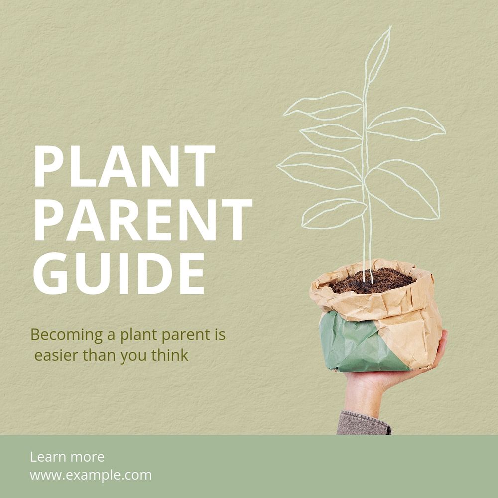 Plant parent guide Instagram post template, editable text