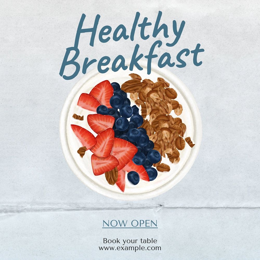 Healthy breakfast Instagram post template, editable text