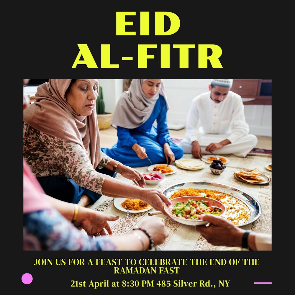 Eid al-Fitr Instagram post template, editable text