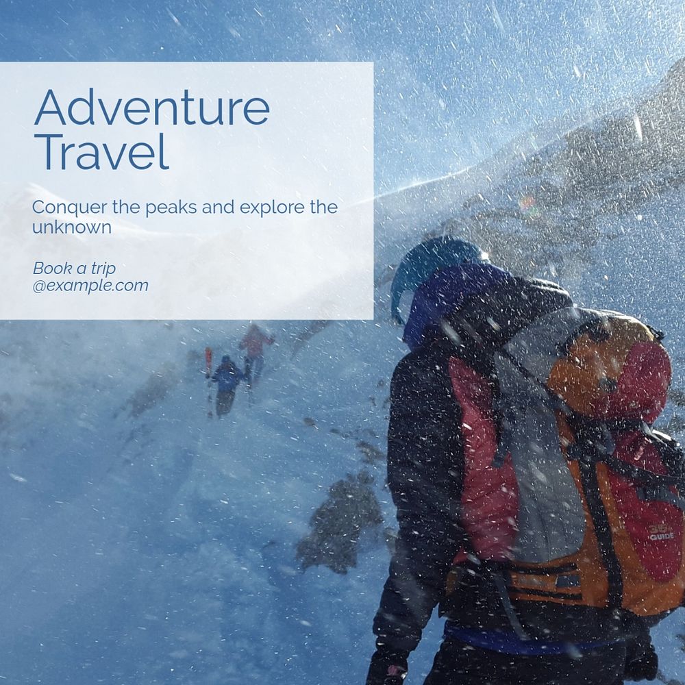 Adventure travel Instagram post template, editable text