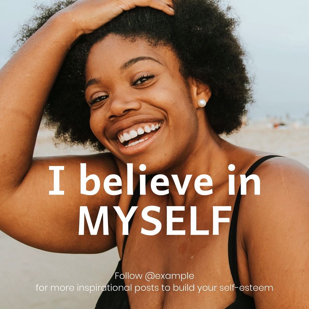 Believe in myself Instagram post template, editable text