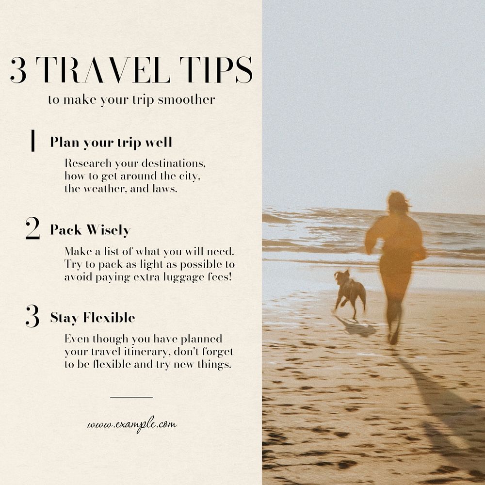 Travel tips Instagram post template, editable text