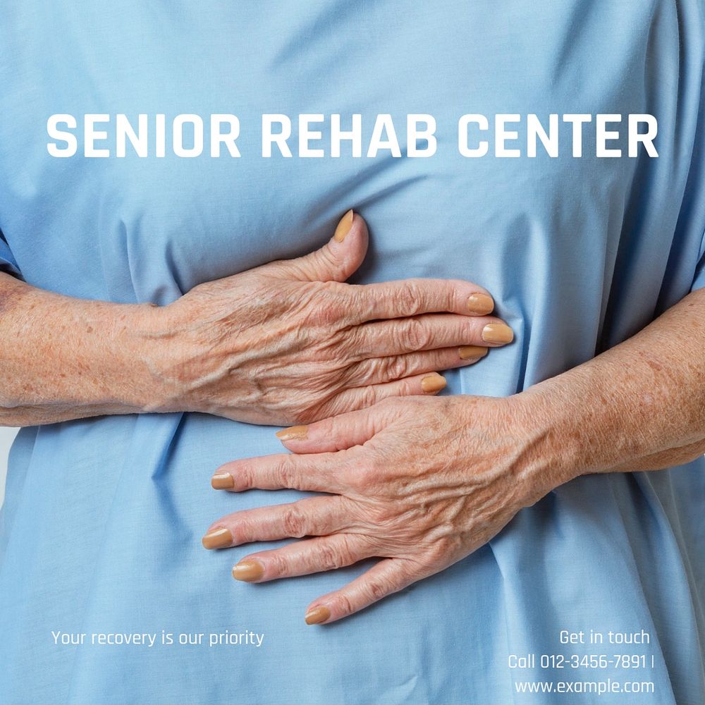 Senior rehab center Instagram post template, editable text