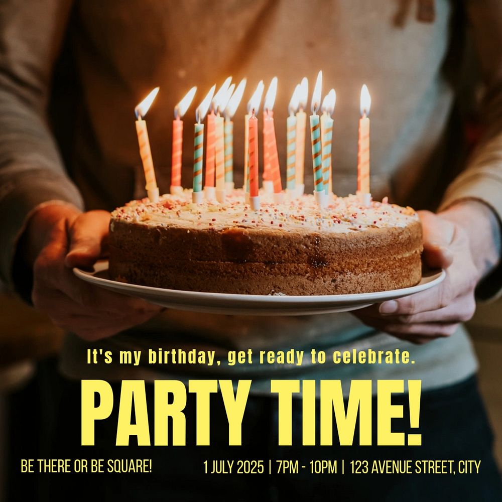 Birthday party celebration Instagram post template, editable text