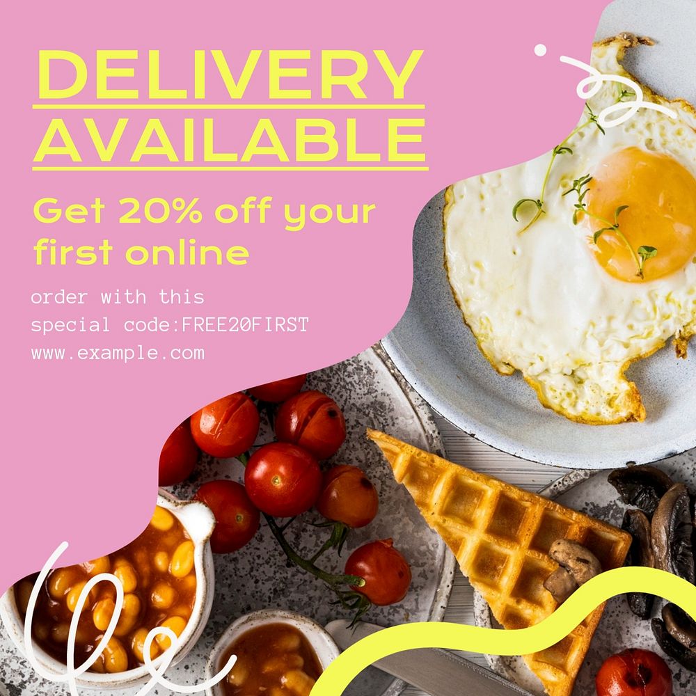 Delivery available Instagram post template, editable text