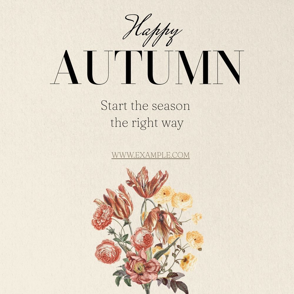 Happy autumn  Instagram post template, editable text