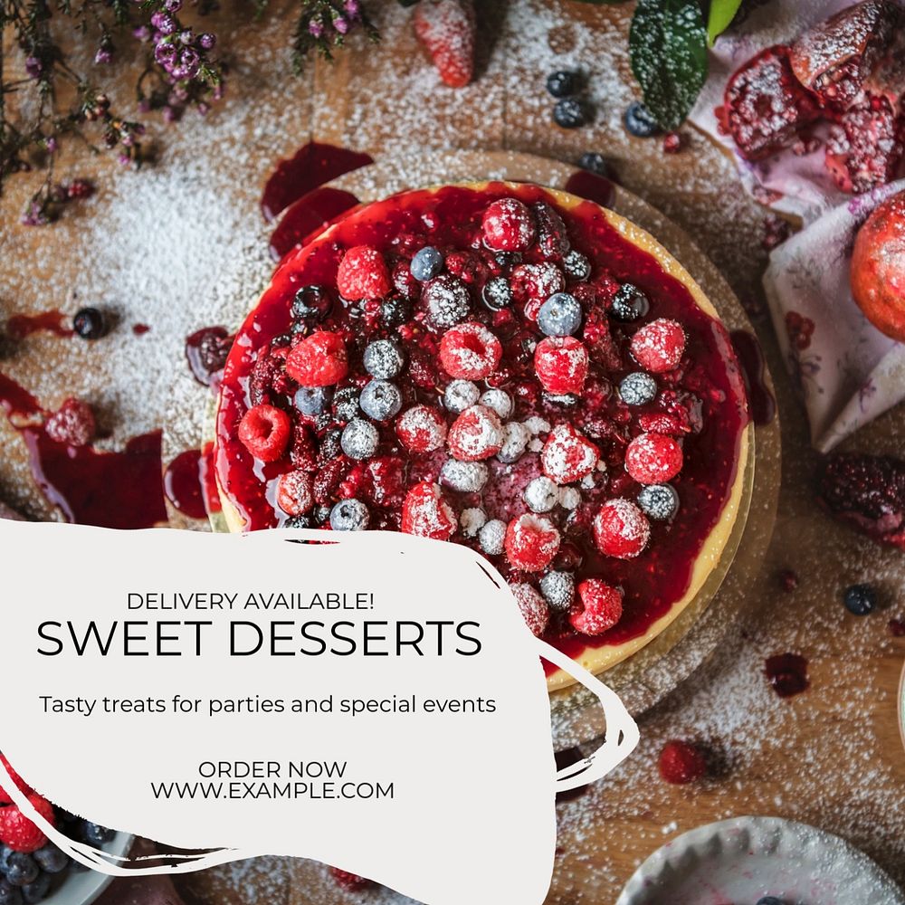 Sweet desserts Instagram post template, editable text