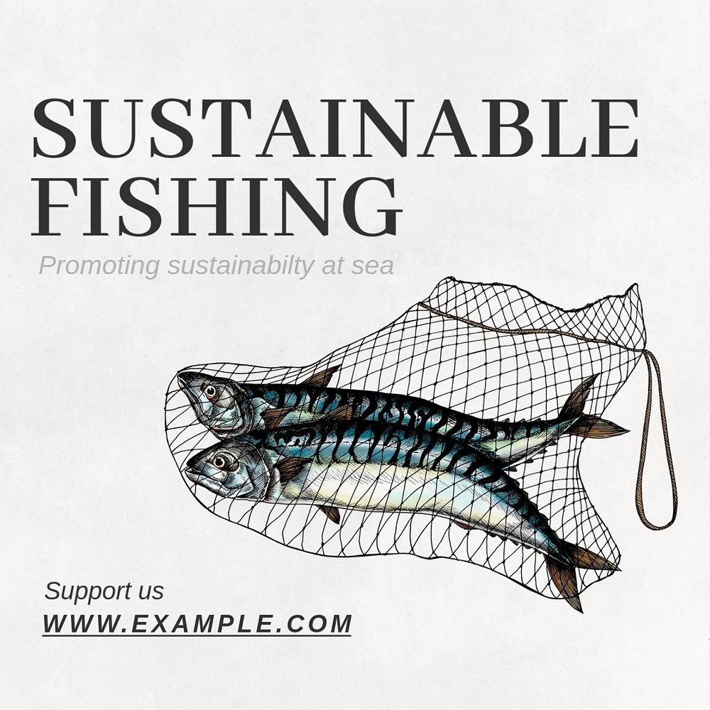 Sustainable fishing Instagram post template, editable text