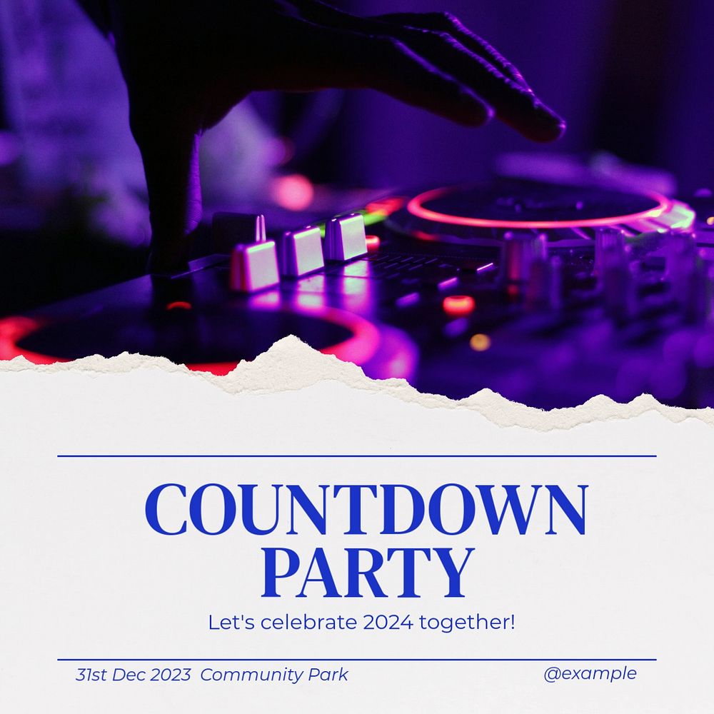 Countdown party Instagram post template, editable text