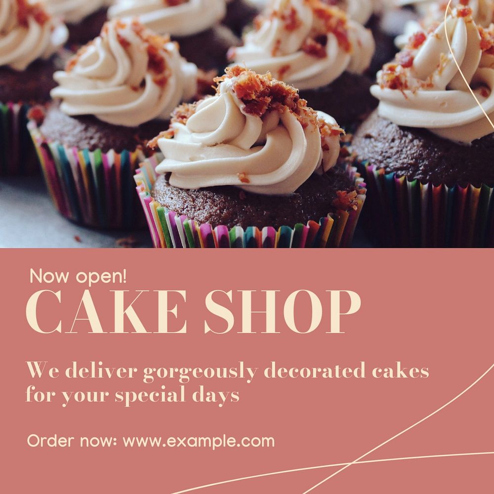 Cake shop Instagram post template, editable text